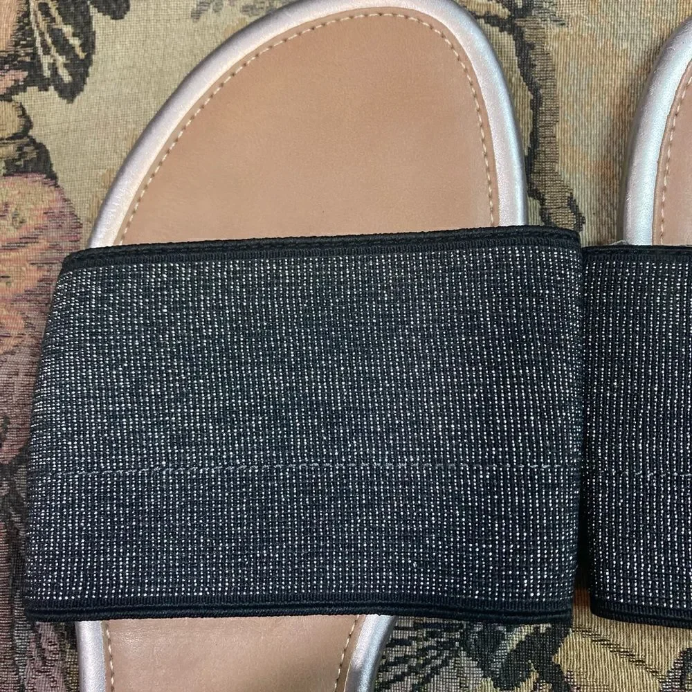 Black and Silver Stretchy American Eagle Sandals